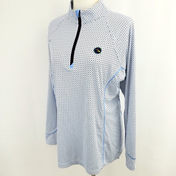 Peter Millar 1/4-Zip Golf Pullover Size MEDIUM Blue Dot UPF 50% Sun Protection - Picture 6 of 10